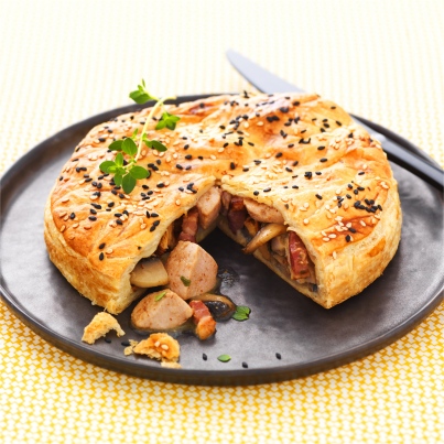 Tourte feuilletée de rognons blancs aux champignons
Photo : © INTERBEV / Produits Tripiers / Studio Mixture