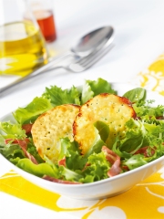 Tuiles de Parmesan en salade croquante
Photo : © Régilait