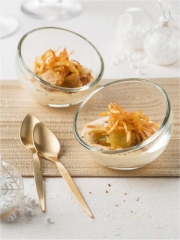 Verrine de ravioles grillées, crème de foie gras et râpé de pommes de terre
Photo : © Maud Argaïbi / Nos Régions ont du talent