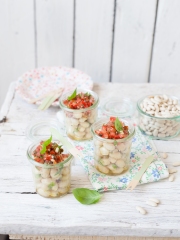 Verrines de mogettes, tartare de thon et tomate
Photo : © FNLS / Sandra Mahut