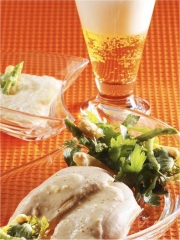 Blancs de volaille aux asperges blanches et vertes, émulsion de bière de printemps
Photo : © Brasseurs de France