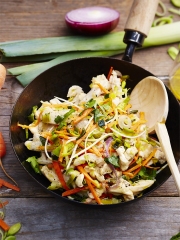 Wok de poulet sauté au soja, Poireaux de Normandie et ses carottes
Photo : © Pierre Chivoret / Alexia Janny