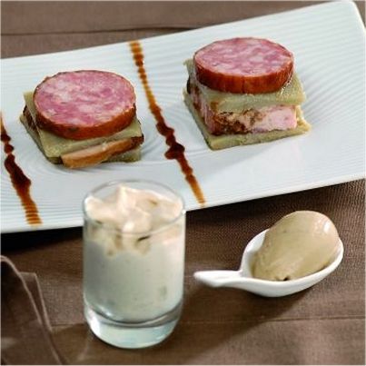 Déclinaison d'artichaut de Bretagne au lard fumé et saucisse de Morteau