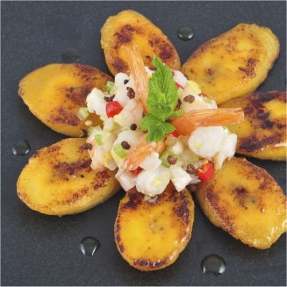 Banane et son ceviche de crevettes