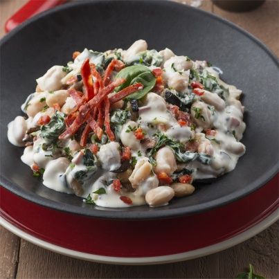 Beanotto aux épinards, chorizo et fromage de chèvre