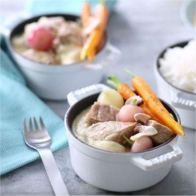 Blanquette de veau en noir et blanc