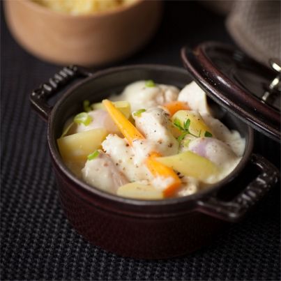 Blanquette de volaille, légumes d'automne et riz pilaf