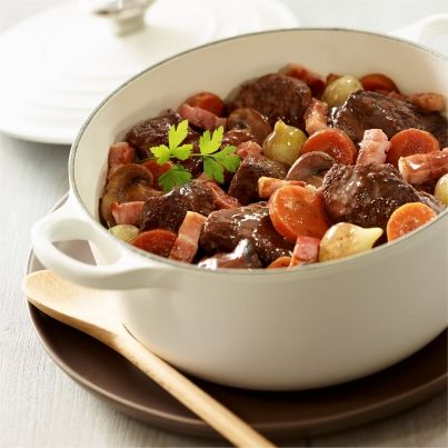Bœuf bourguignon aux gros lardons