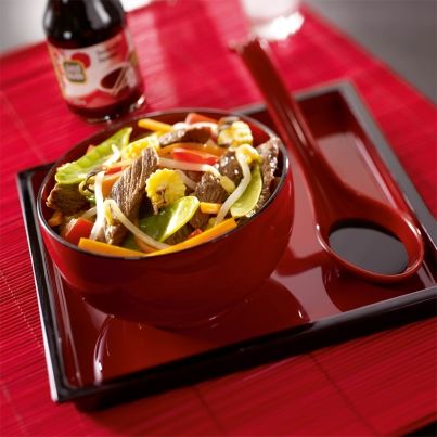 Boeuf et Légumes sautés à la Sauce Soja
