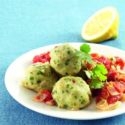 Boulettes de colin sur compotée de tomate au citron