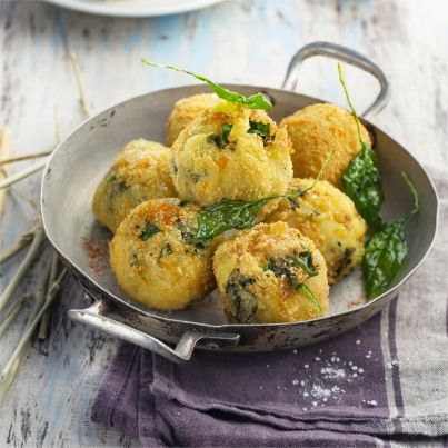 Boulettes pomme de terre épinard et crème parmesan