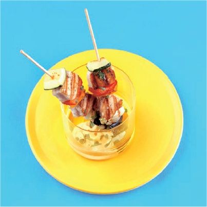 Brochette de légumes au poulet et à l'aïoli