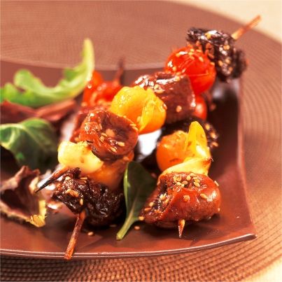 Brochettes de produits tripiers