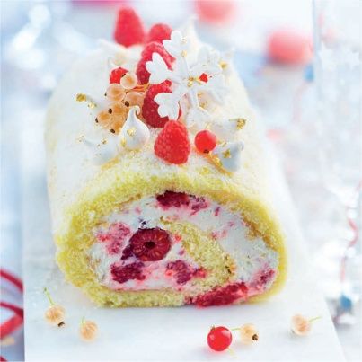 Bûche glacée, crème Mascarpone et framboises
