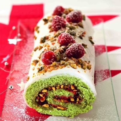 Bûche pistache-framboise