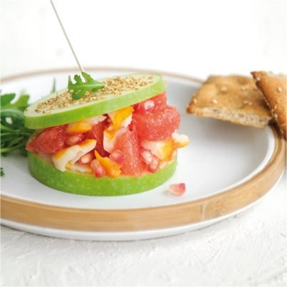 Burger de pomme verte, Pamplemousse de Floride, haddock et grenade