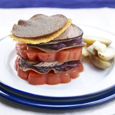 Burger de tomates et andouille de Guémené