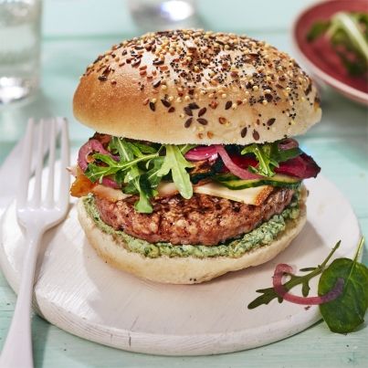 Burger de Veau, Brousse au Pesto Roquette-Epinard