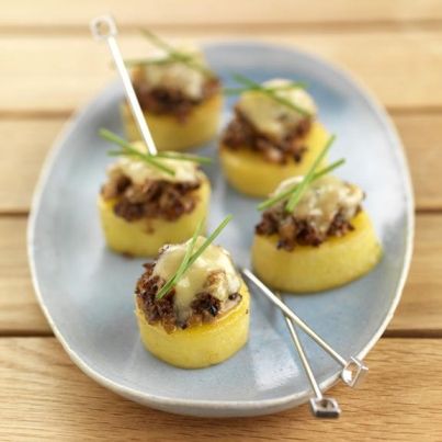 Canapé de Belle de Fontenay gratiné à la duxelle de champignon