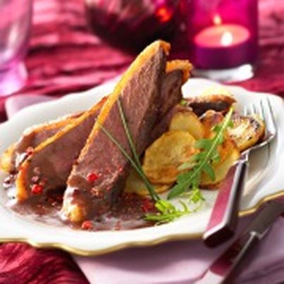 Canette rôtie au beurre rouge