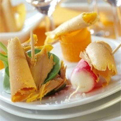 Copeaux de Foie Gras et Légumes de printemps en brochette