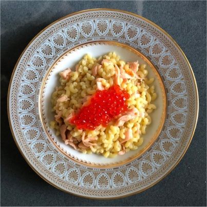 Les Coquillettes au Saumon Fumé et Oeufs de Saumon