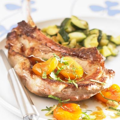 Côte de veau en “minutal”, abricots secs et céleri