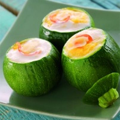 Courgettes rondes farcies au Cantal entre-deux