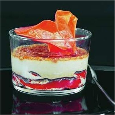 Crème brûlée café fleur de sel et poivron confit