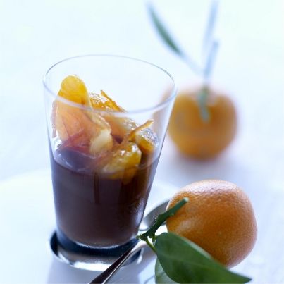 Crème au chocolat et Clémentines de Corse mi-confites