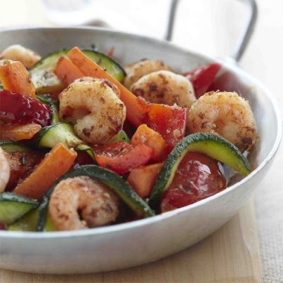 Crevettes sautées aux Légumes Croquants, façon wok et sa sauce acidulée