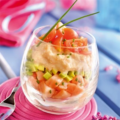 Cru-cuit de Saumon, Avocat aux tomates cerises et ciboulette