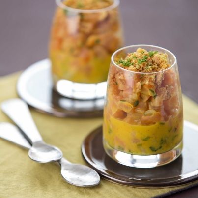 Crumble de saumon aux agrumes et Savora