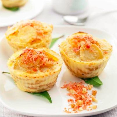 Cupcakes pommes de terre, bacon et noix