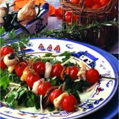Brochettes de tomates cerises aux coquillages