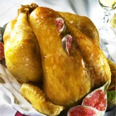 Chapon Fermier des Landes farci aux figues, foie gras des Landes et pain d'épices