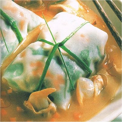 Ravioles de coques en nage de gingembre