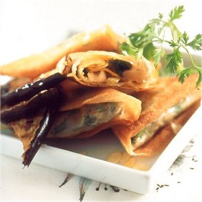 Croustillants de pieds d'agneau sur aubergines