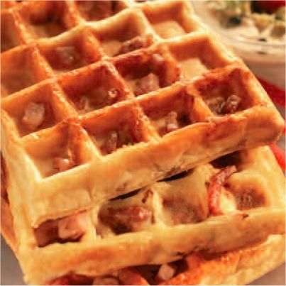 Gaufres bruxelloises salées aux lardons et Maroilles