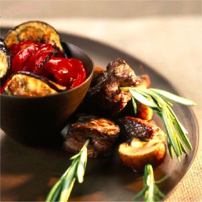 Hampe en brochettes de romarin