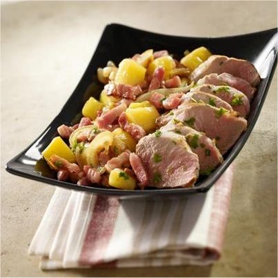Filet mignon de porc au cidre et ses dés de lardons