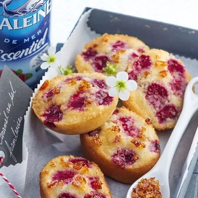 Financiers framboises et caramel croquant salé