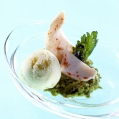 Pétales de morue fraîche, Sorbet citron vert