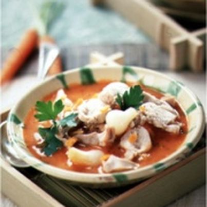 Nage de lapin au beurre de carottes