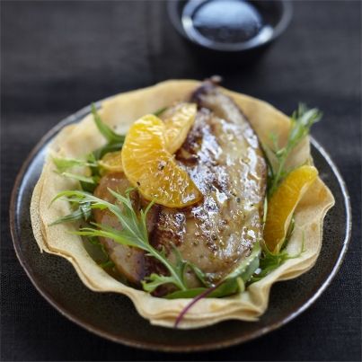 Foie gras de canard fermier des Landes chaud aux clémentines de Corse