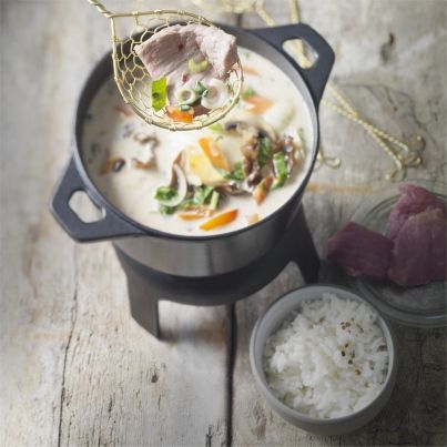 Fondue d'agneau aux épices thaï