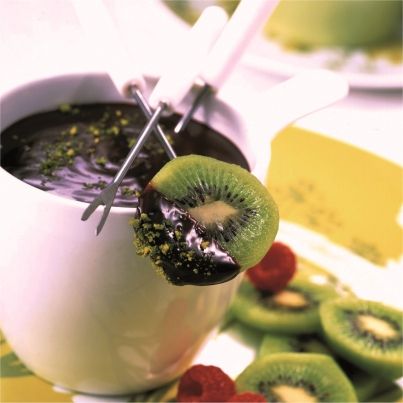 Fondue au chocolat et aux kiwis