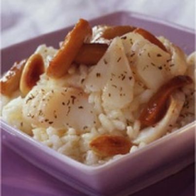 Risotto d'églefin aux amandes et aux cèpes