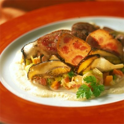 Rognons de Veau aux Cèpes, aux Courgettes et aux Petits Légumes