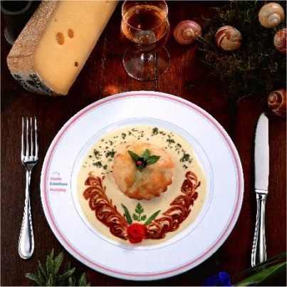 Tourte d'escargots au Comté et sa crème de sauge